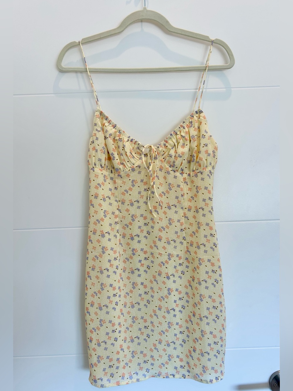Sabo Yellow Floral Mini Dress Size Small Coquette Milk Maid Girly